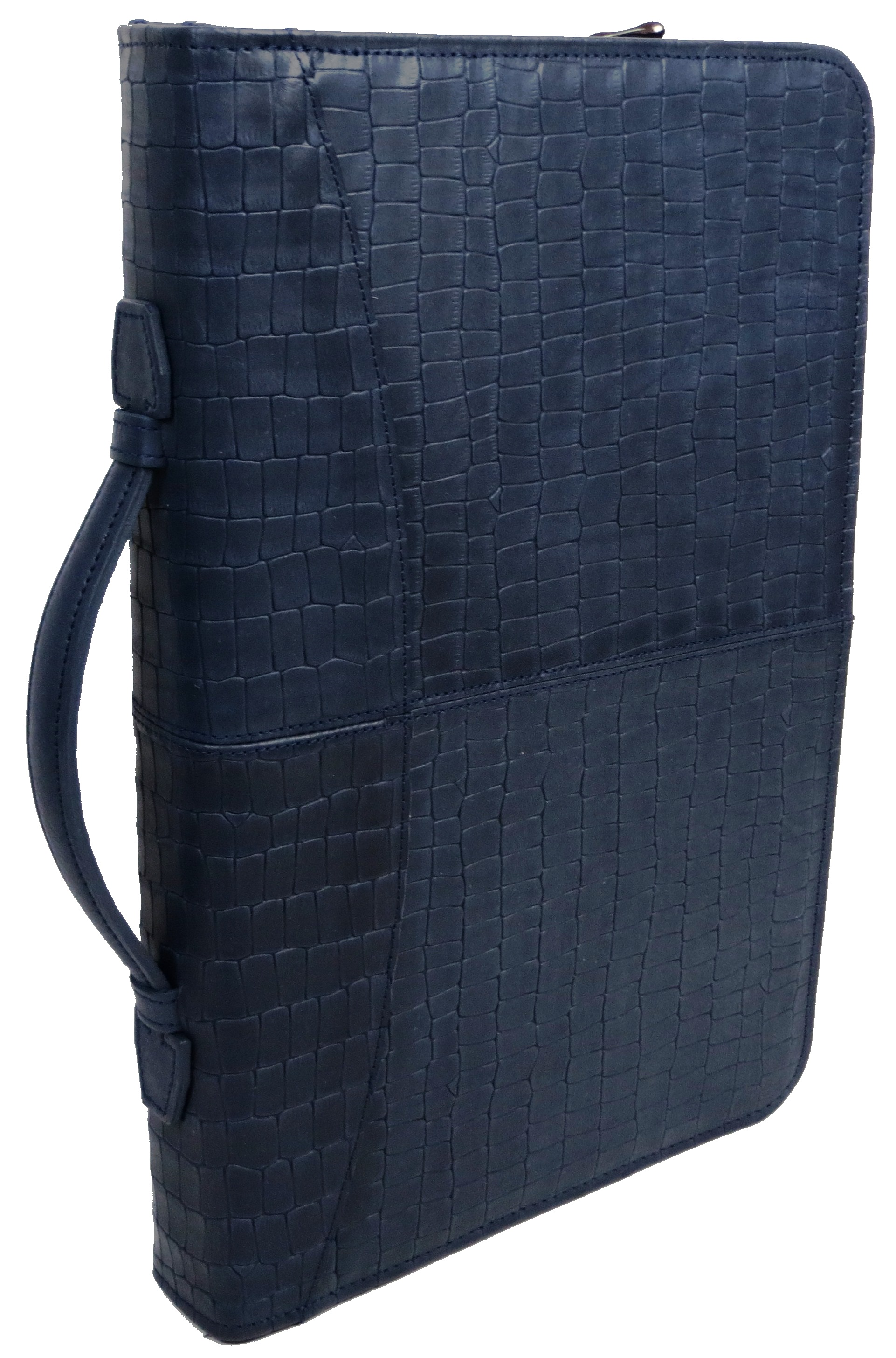 Деловая папка для документов из кожи под крокодила Portfolio Синий (Port1015 croco navy)