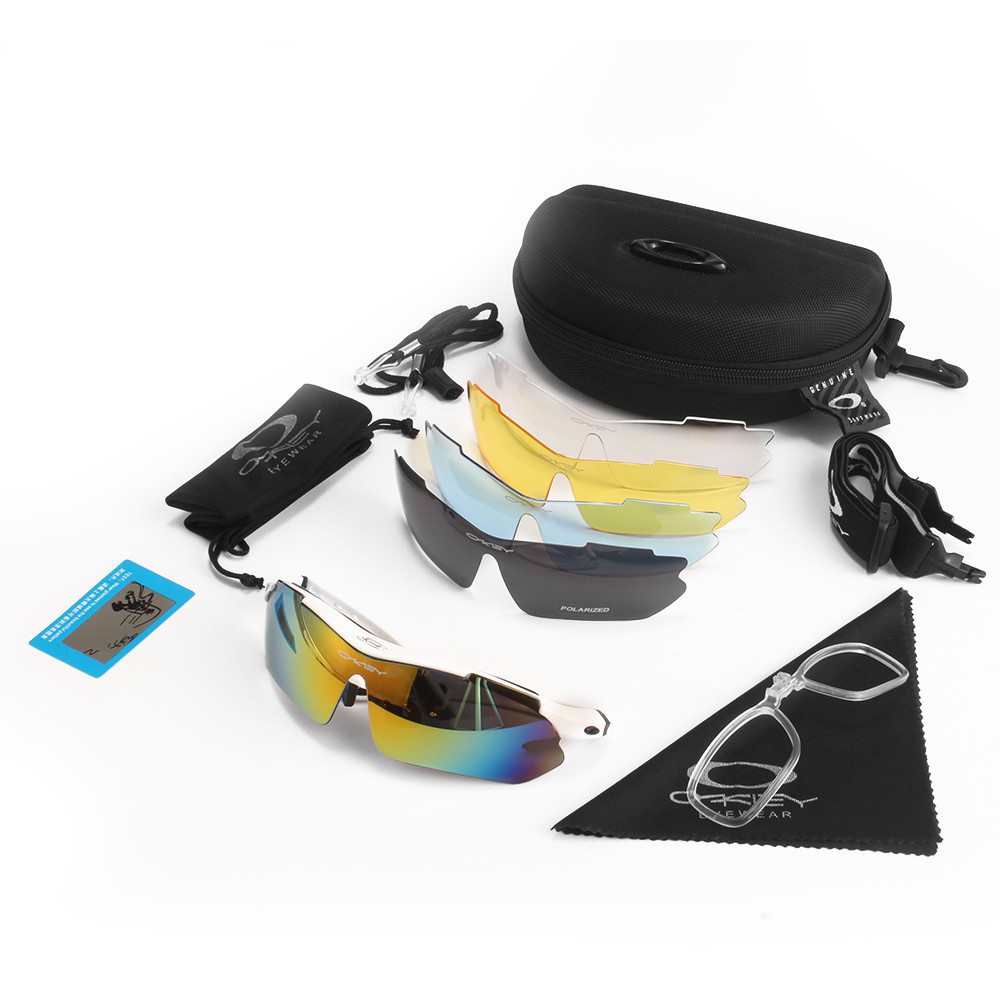 Защитные очки тактические с поляризацией белые 5 линз Oakley One sizе