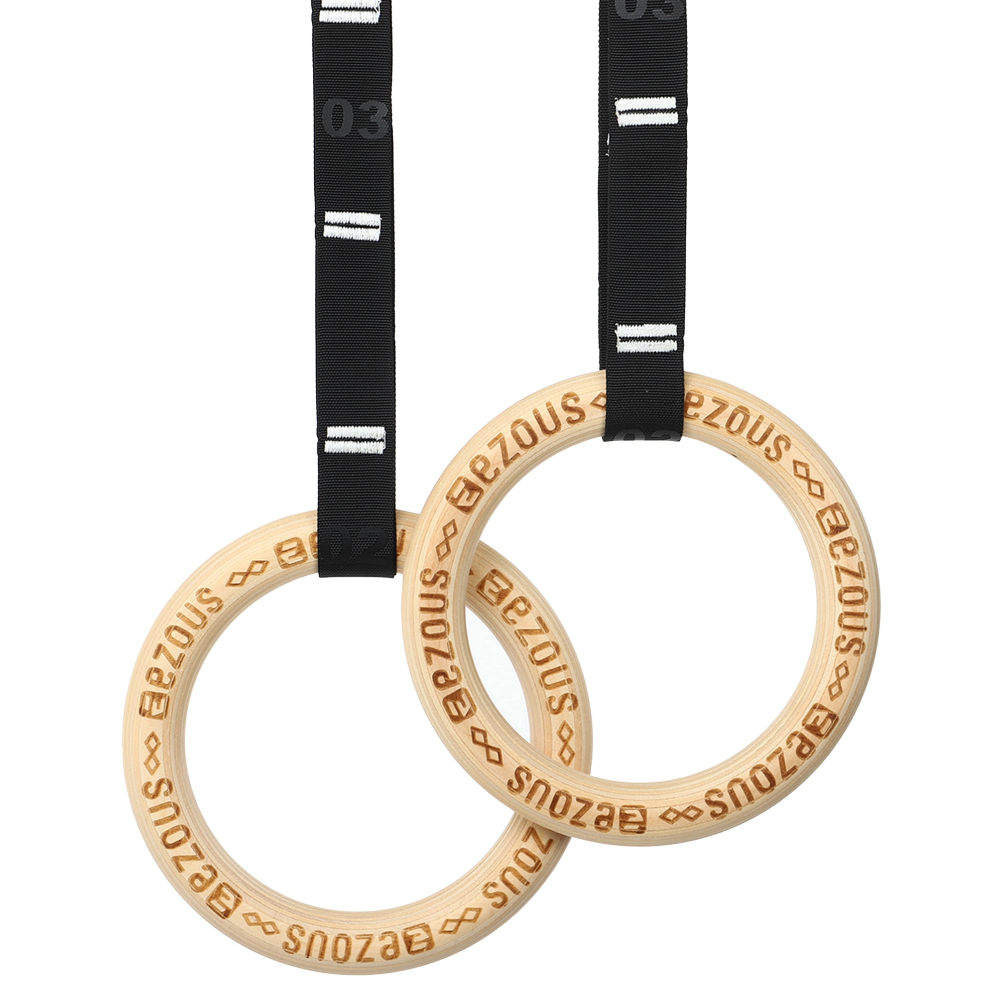 Кольца гимнастические для кроссфита EZOUS E-02 WOODEN GYM RINGS d-32 мм