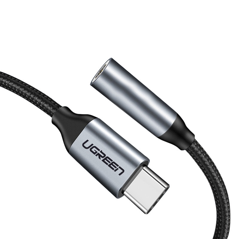 Переходник USB Type C на 3.5 мм Ugreen для наушников гарнитуры AV142 Черный (30632)