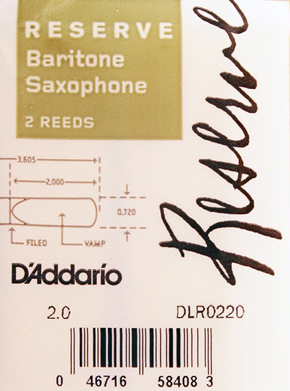 Трости для саксофона баритон D'Addario DLR0220 Reserve Baritone Saxophone Reeds #2.0 - 2-Pack (2 шт.)