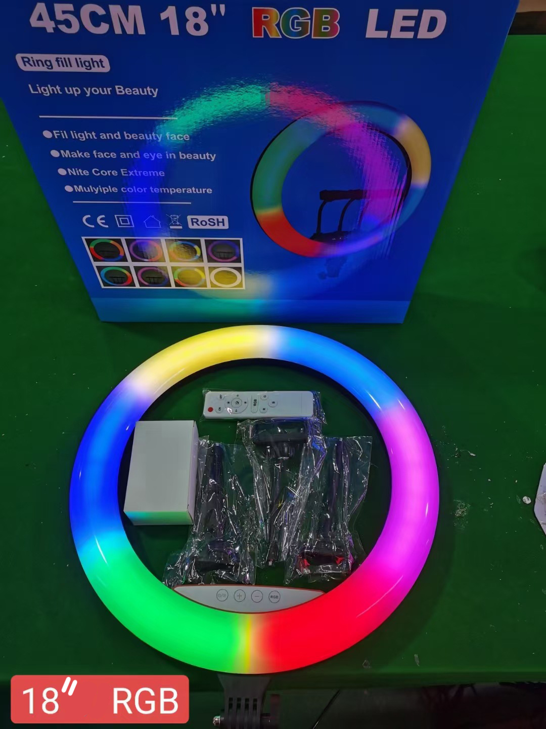 Большая кольцевая светодиодная лампа Ring Light LED 45см RGB без штатива