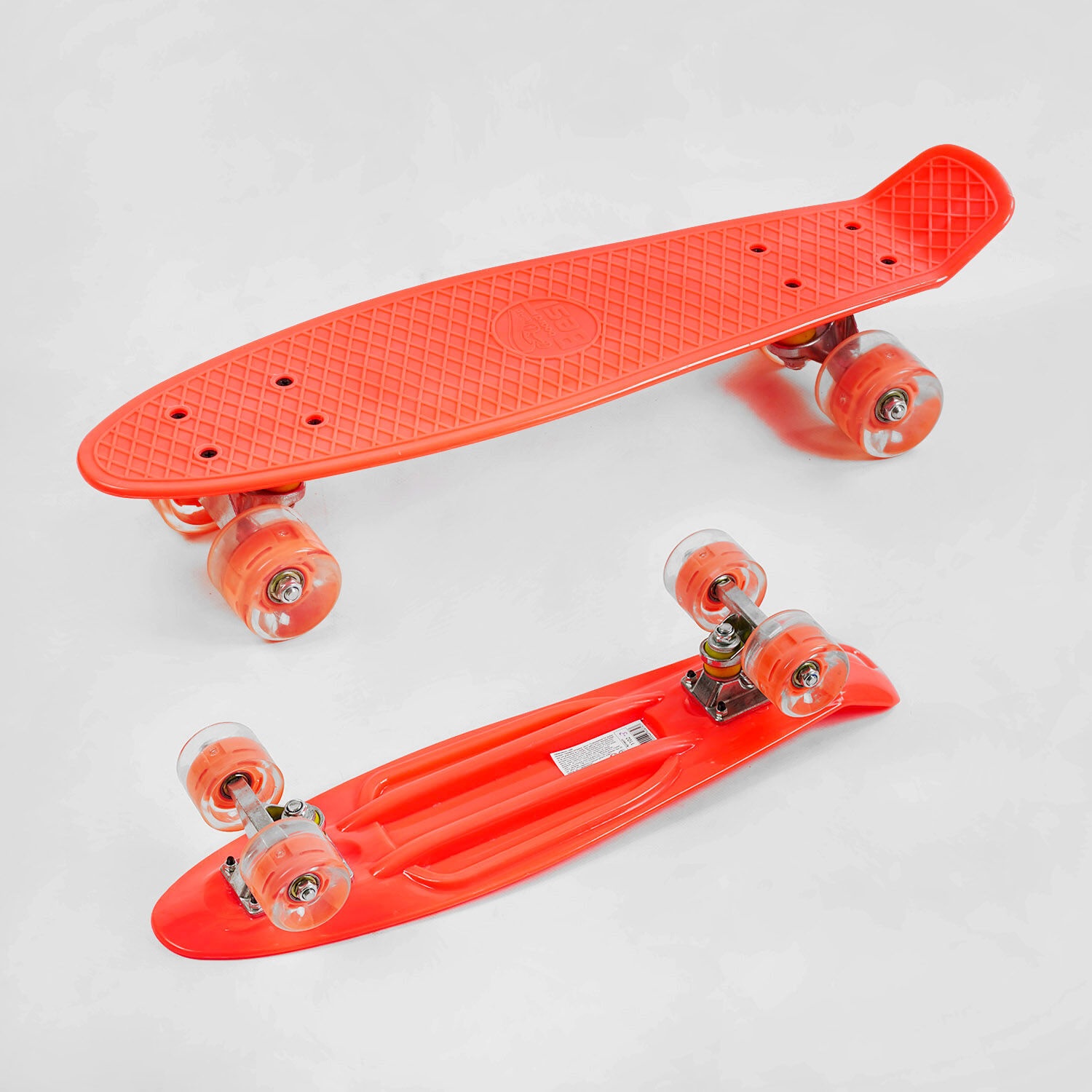 Скейт Пенни борд Best Board со светящимися PU колёсами 55 см Orange (137903)