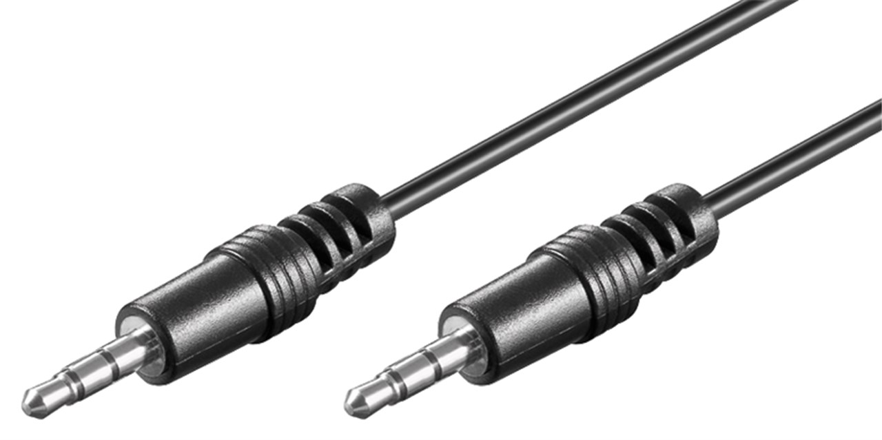 Кабель аудіо-сигнальний Goobay Jack 3.5mm 3pin M/M  2.5m Shielded(45жил) D=4.0mm AUX Cu чорний (75.03.4191)