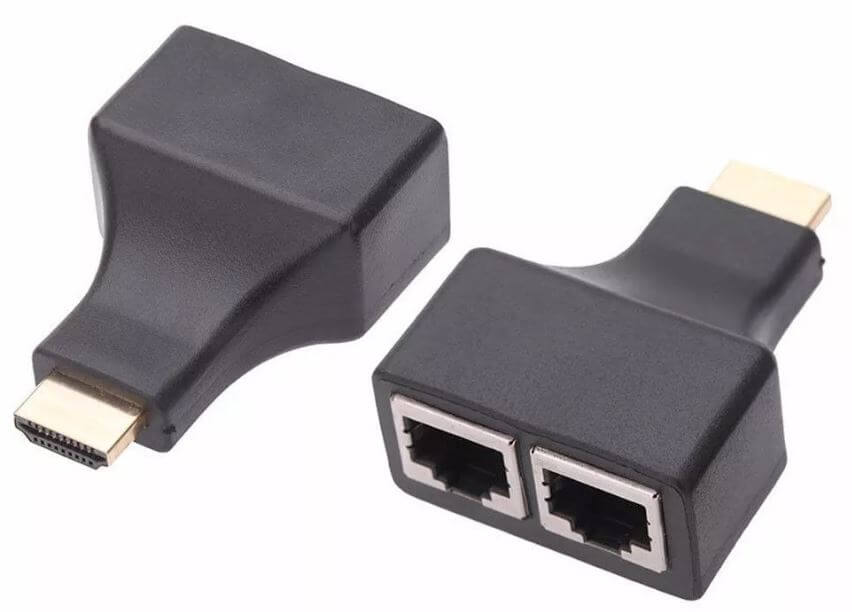 Перехідник аудіо-відео Lucom HDMI M/F (over RJ45) x2  30m M/M Pas 1080p чорний (62.05.0739)