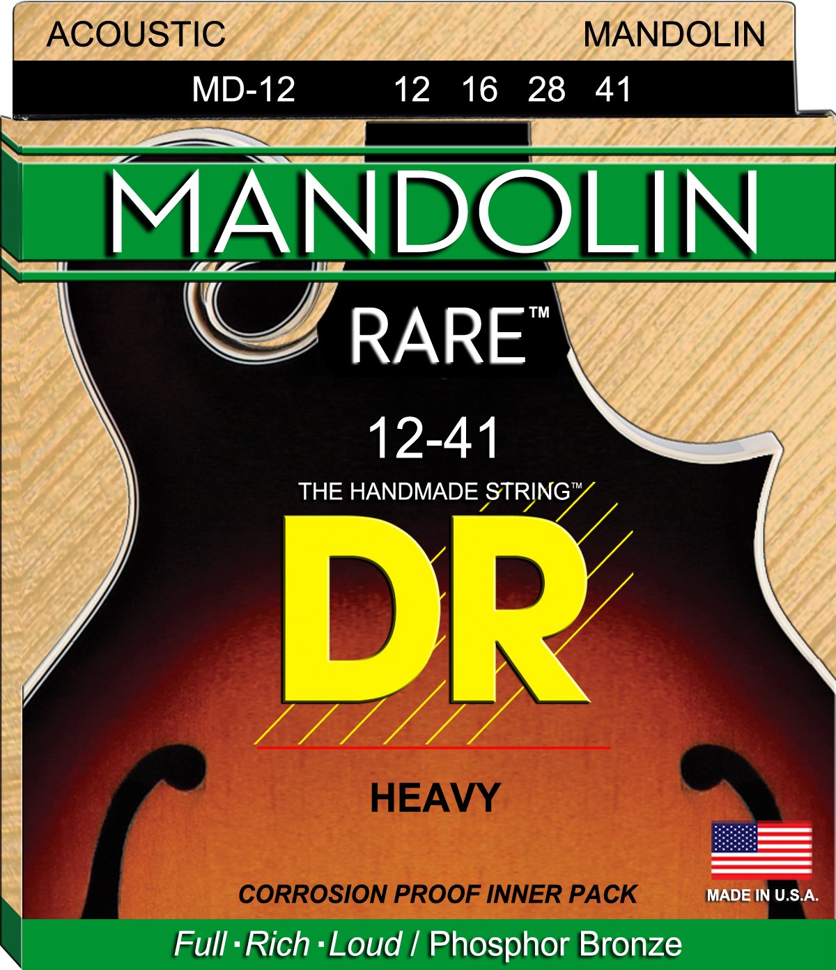 Струны для мандолины DR MD-12 Rare Phosphor Bronze Heavy Mandolin Strings 12/41
