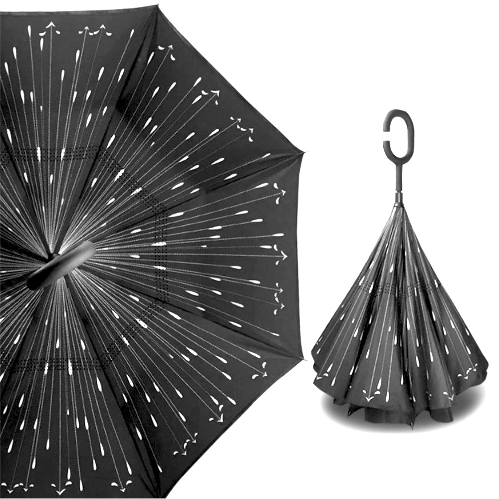 Зонт наоборот Up-Brella Метеоритный дождь Черный с белым (2907-13280)