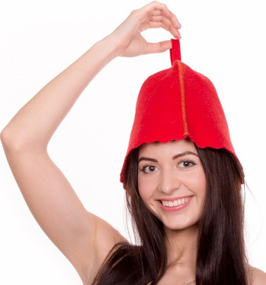 Банная шапка Luxyart натуральный войлок Красный (LA-996)