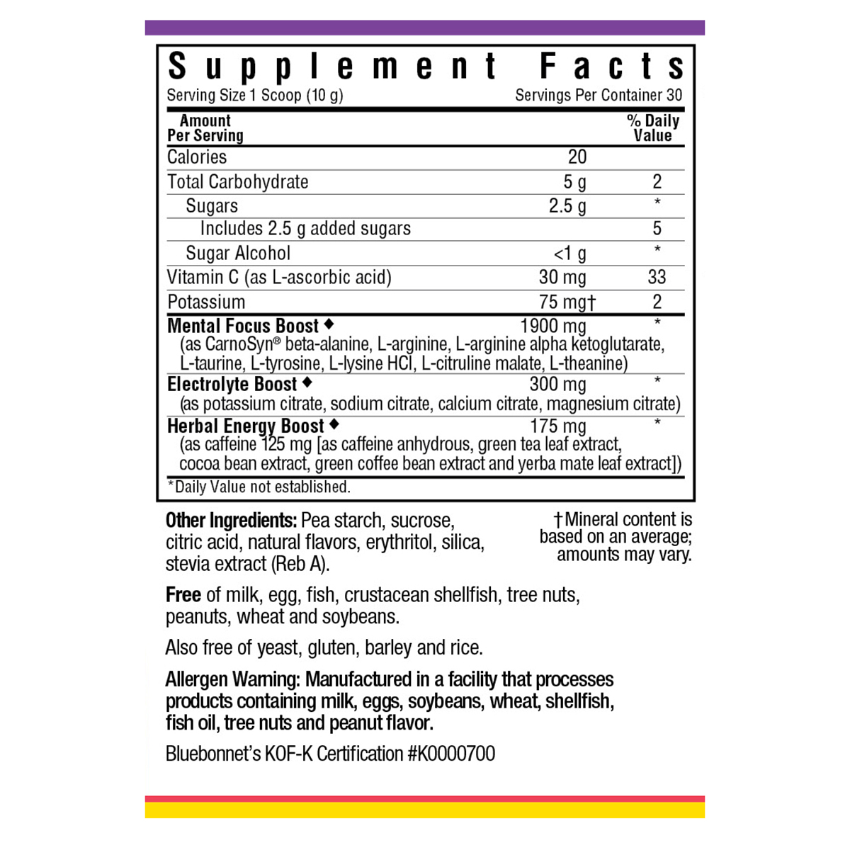 Енергетичний напій у порошку Bluebonnet Nutrition Simply Energy Lemon 300 г