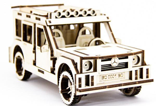 Механічний дерев'яний 3D пазл SUNROZ Автомобіль Mercedes Benz G Class 105 елементів (SUN1740)