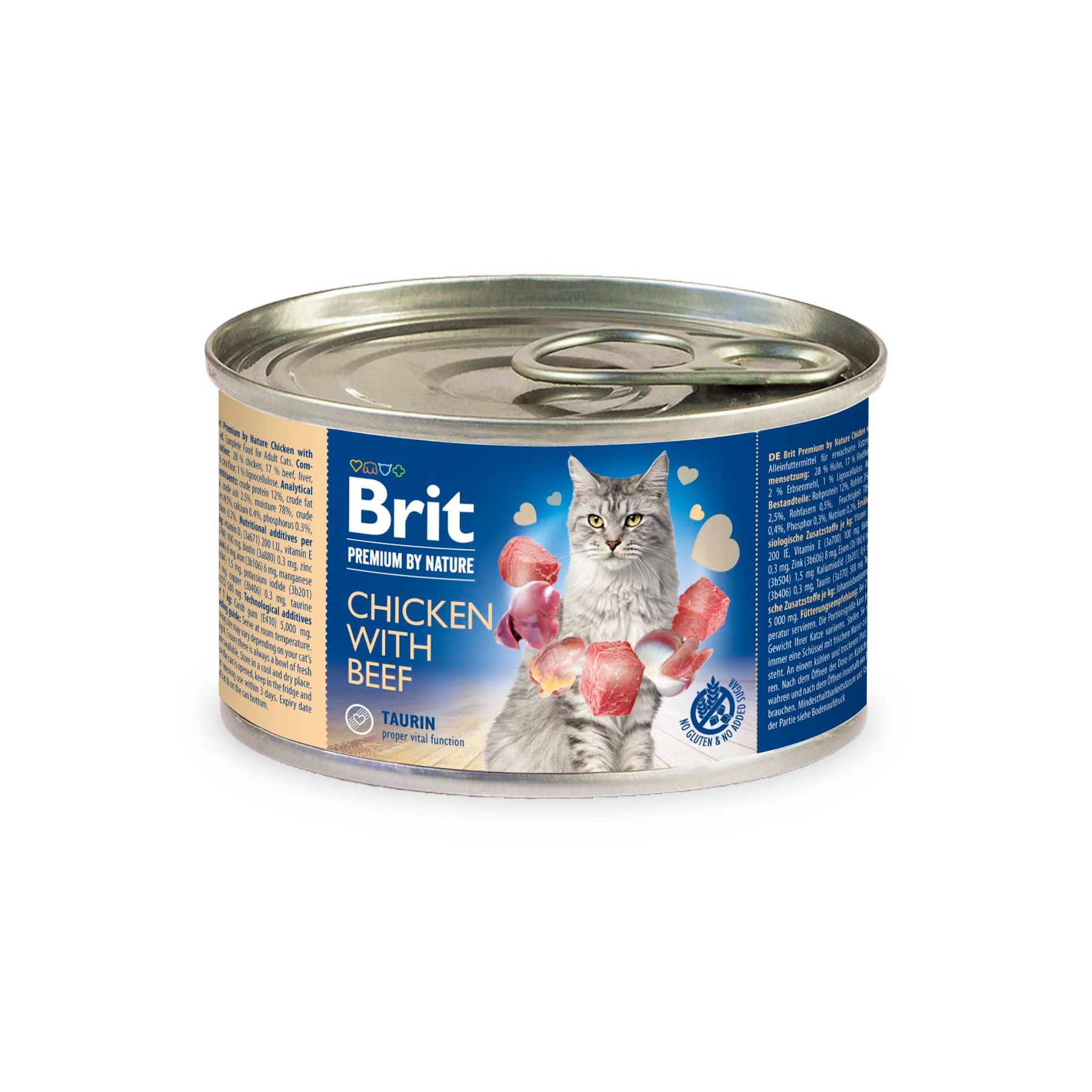 Вологий корм для котів Brit Premium Chicken Beef 200 г (паштет з куркою та яловичиною)