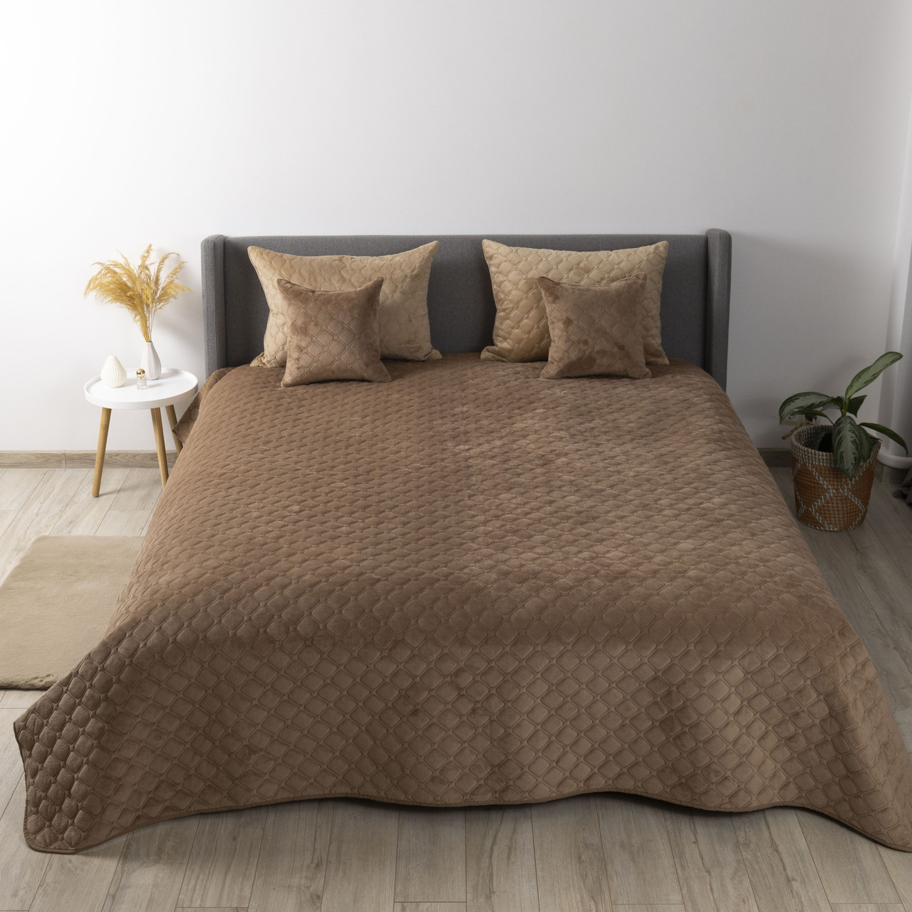 Покрывало ТЕП VELOUR 240х260 см капучино ромб