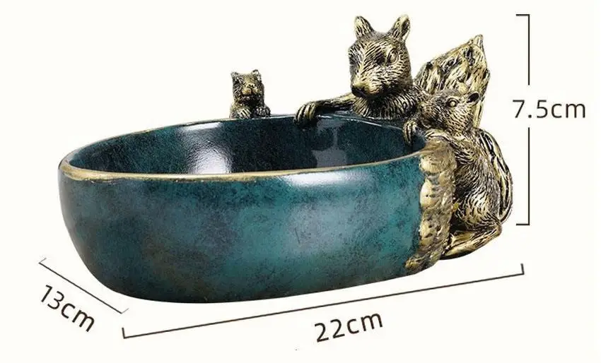 Ключница миска для мелочей и конфет No Brand Белочки 7.5х13х22 см Зеленый (2426891977)