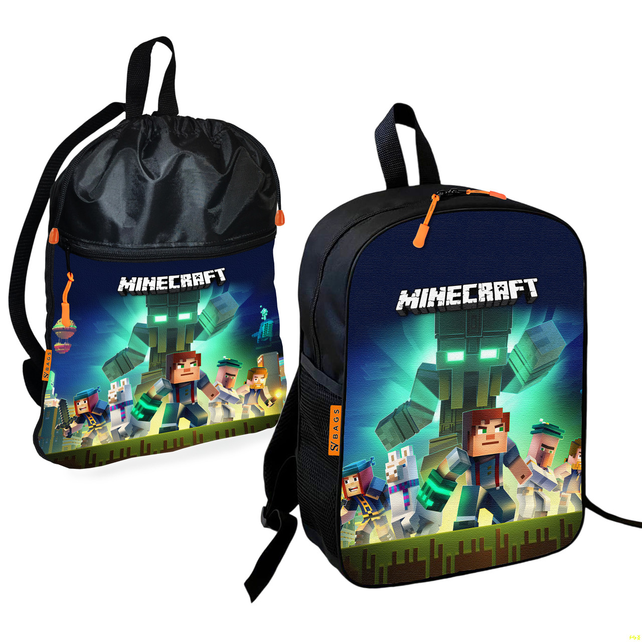 Рюкзак шкільний дитячий з сумкою для взуття Minecraft, водонепроникний, 2 шт