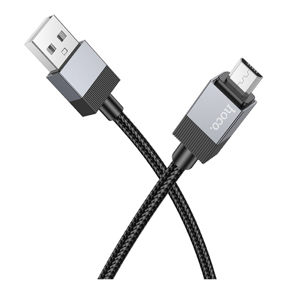 Кабель синхронизации Hoco X110 Nylon braided USB to МicroUSB 2.4A/1 м Black (36889_3609475)