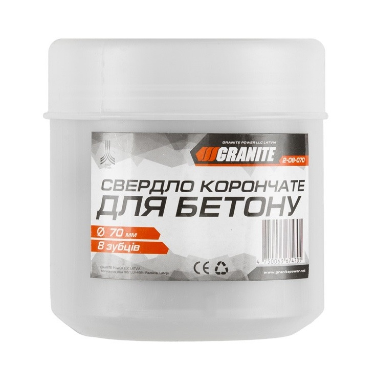 Сверло корончатое для бетона GRANITE 70 мм 8 зубцов Grey (2-08-070)
