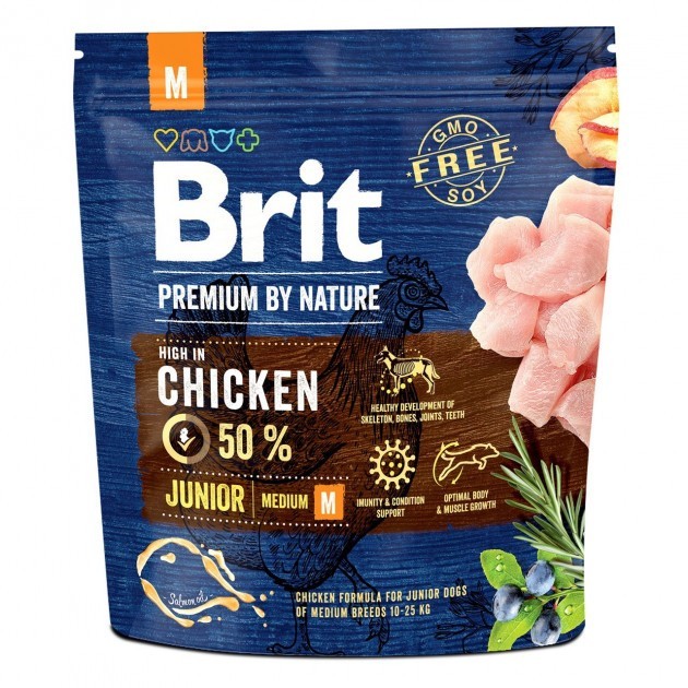 Brit (Чехія) Сухий корм Brit Premium Junior M 1 kg (для цуценят та молодих собак середніх порід)