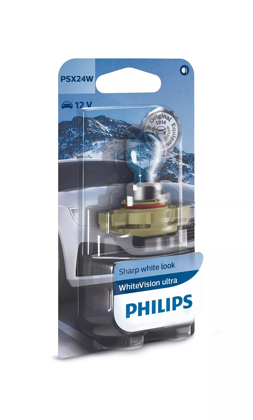 Автолампа PHILIPS 12276WVUB1 PSX24W 55W 12V WhiteVision ultra +60% (3300K) B1