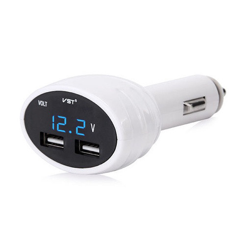 Вольтметр заряджання авто VST 708V 2 USB Blue (005639)