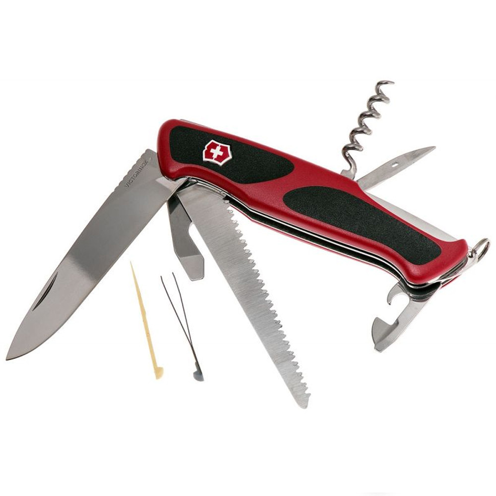 Складной швейцарский нож Victorinox Ranger 55 Grip 13 см Черно-красный (0.9563.CB1)