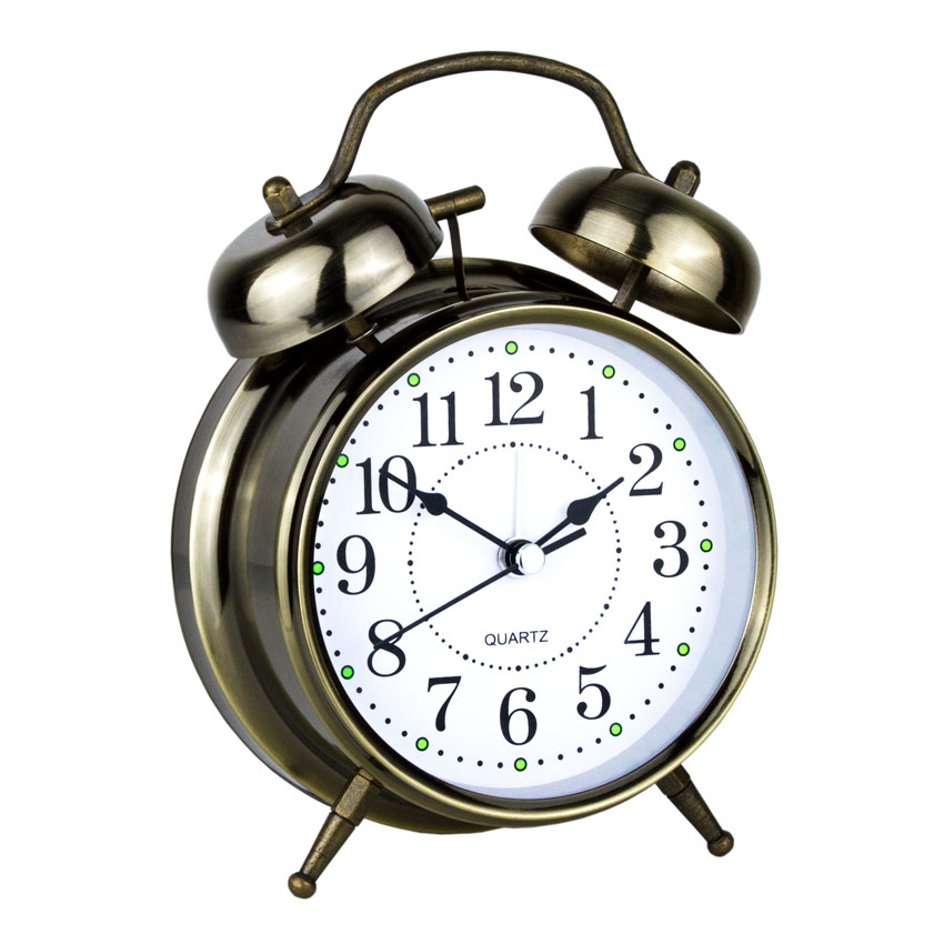 Часы настольные Clock с будильником Моен Классик Тихий ход 16х11,5х5,5 см Бронзовый (16283)
