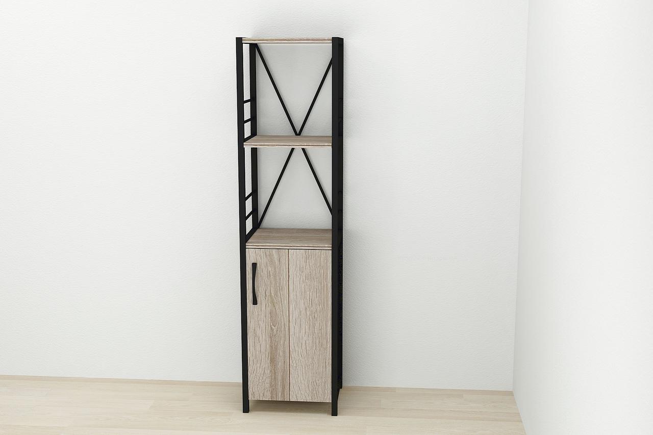 Етажерка 3/34 Ferrum-decor Серії Конект із тумбою 144x34x28 Чорний ДСП Сонома Трюфель (FD1004)
