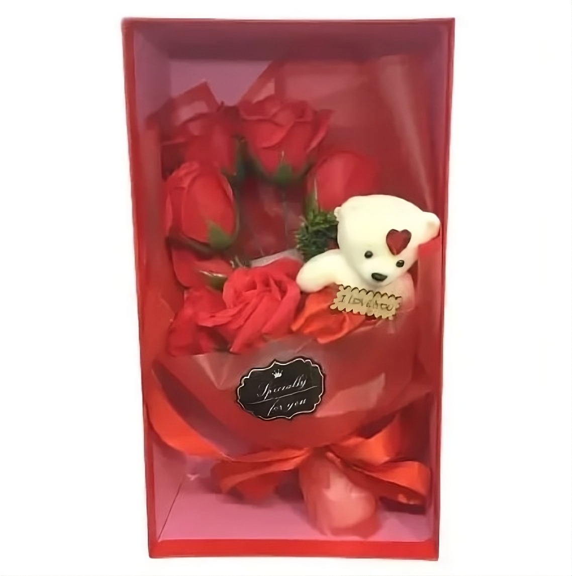 Подарочный букет из мыльных роз с игрушкой OPT-TOP красный (2090045153)