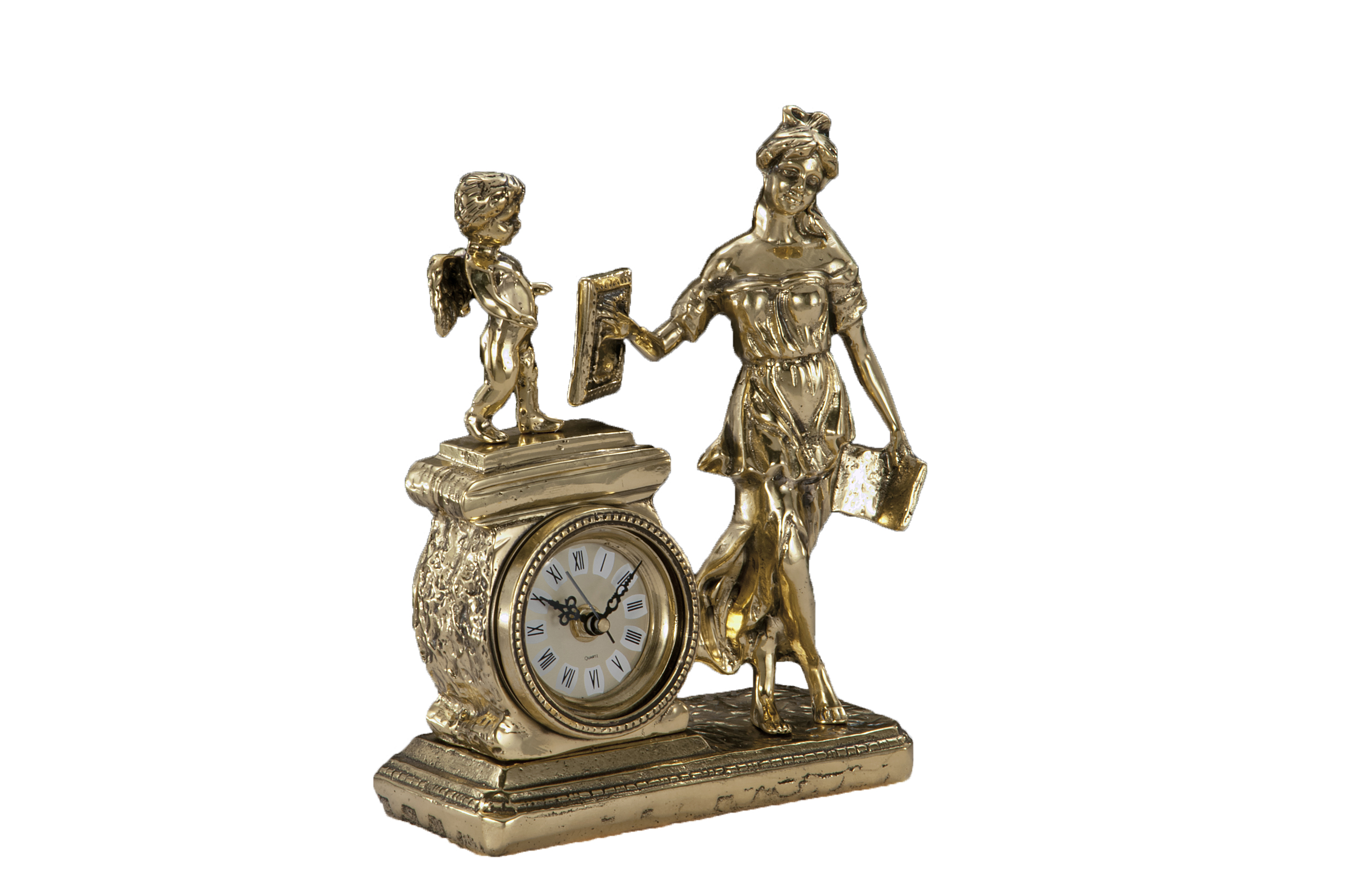 Набір Virtus Годинник Mother With Angel 25 x 19см Два канделябри Lan Large 20 x 21см Золотистий