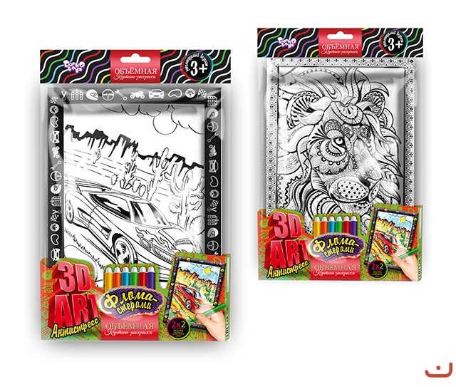3D ART Антистресс раскраска фломастерами №6 2 в 1 Dankotoys (3DA-01-06)