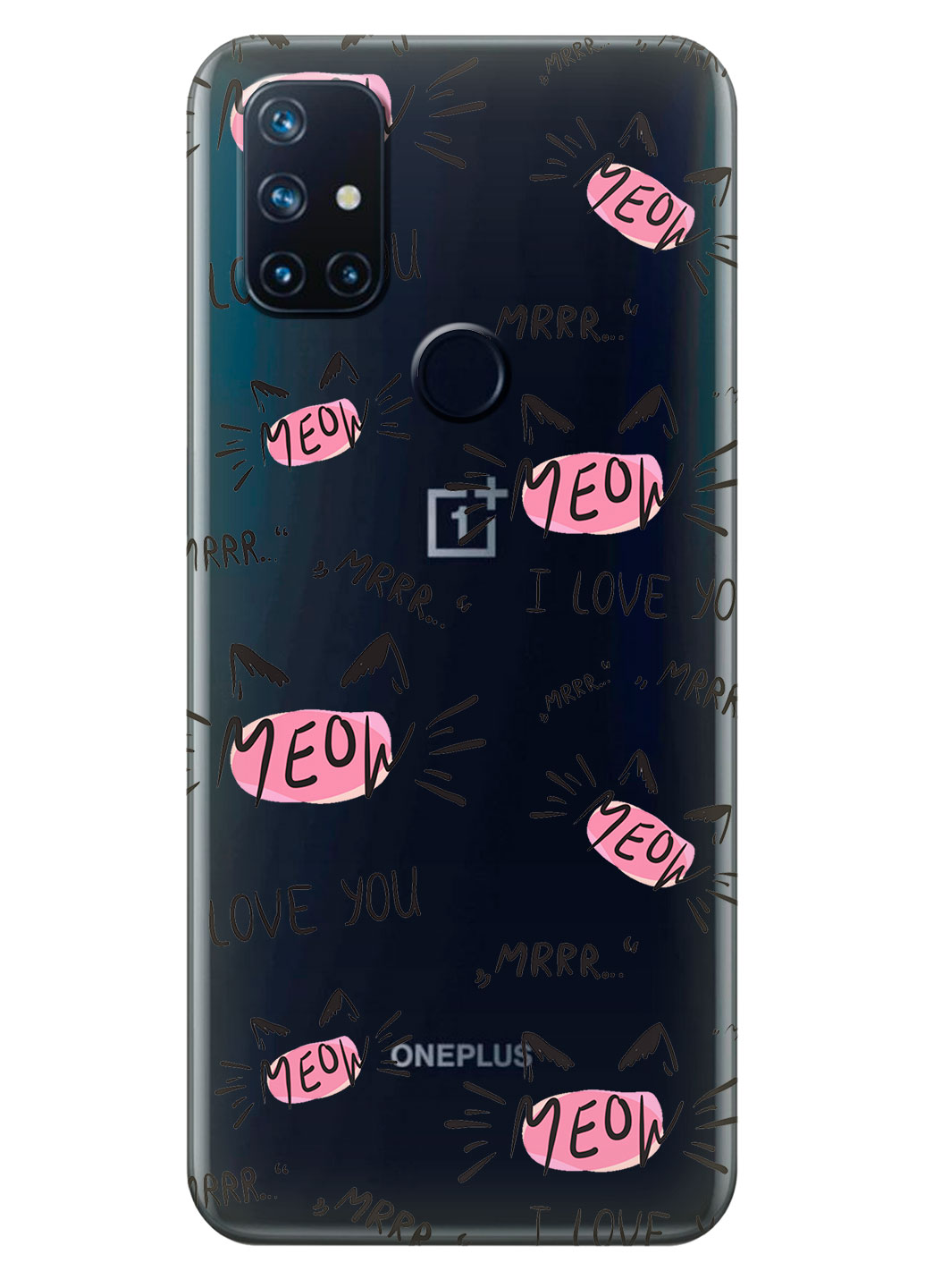 Прозрачный силиконовый чехол iSwag для OnePlus Nord N10 с рисунком - Кошачьи мордочки (KS14761)