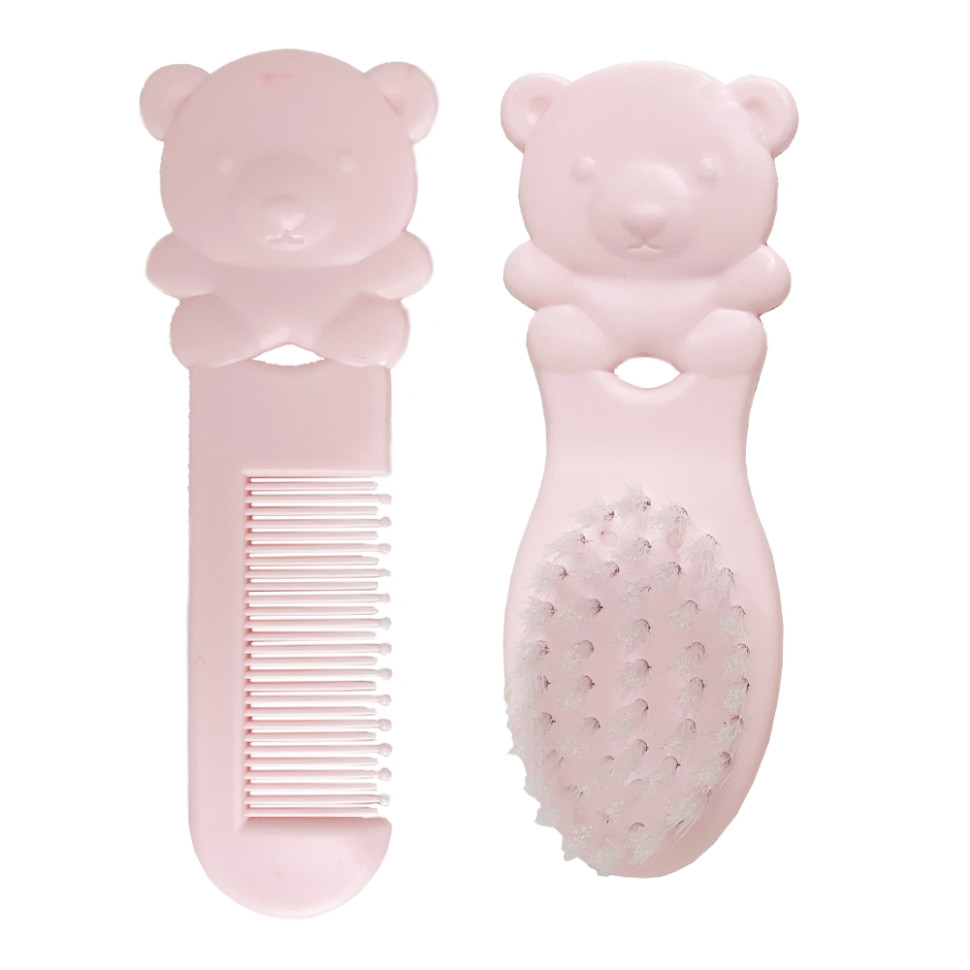 Набор детский расческа и щетка "Мишка" Mega Zayka MGZ-0711(Pink) розовый