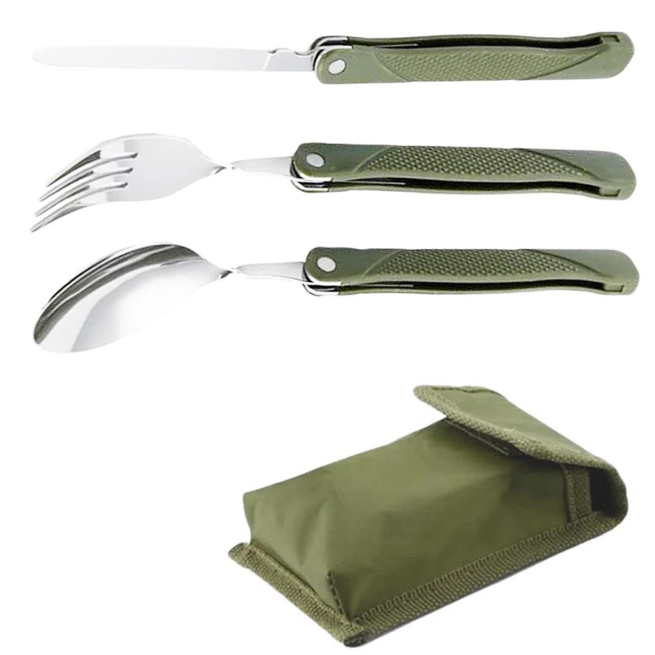 Туристический походный набор Lesko 3в1 нож/вилка/ложка (3831-11525)