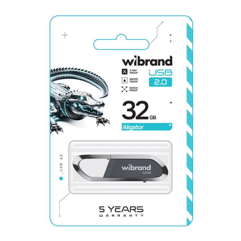 Флеш память USB Wibrand 32 GB Aligator USB 2.0 Grey (36702_3608920)