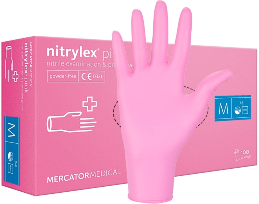 Рукавиці нітрилові Mercator Medical р.М рожеві
