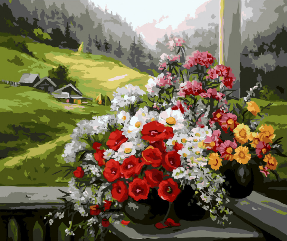 Картина по номерам BrushMe "Букеты на окне" 40х50см GX9500