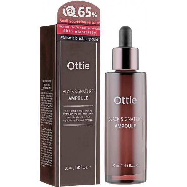 Ампульна омолоджуюча сироватка з муцином равлика Ottie Black Signature Ampoule 50 мл (8809276016348)