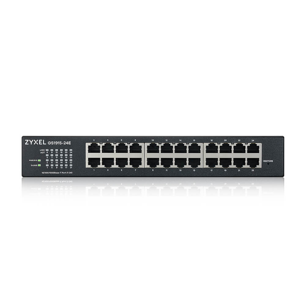 Комутатор Zyxel GS1915-24E (GS1915-24E-EU0101F) (24хGE, безшумний, Smart, NebulaFlex, монтаж у стійку)