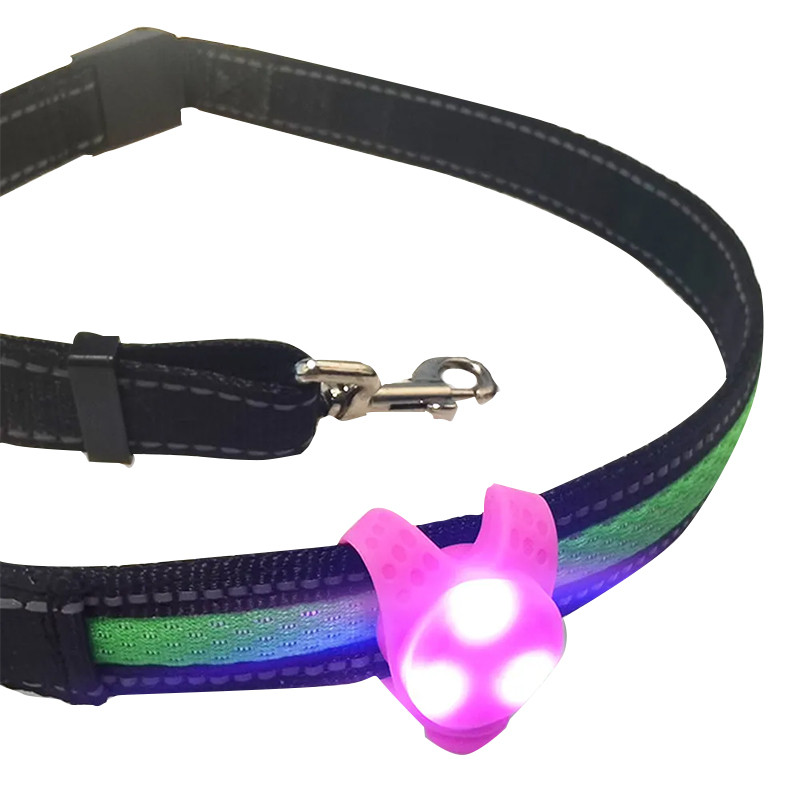 Led брелок-клипса для собак на ошейник Lesko Pink 8641-85679