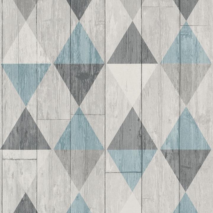 Вінілові шпалери на флізеліновій основі Collage P+S International Білий-Сірий-Бірюзовий (42505-10)