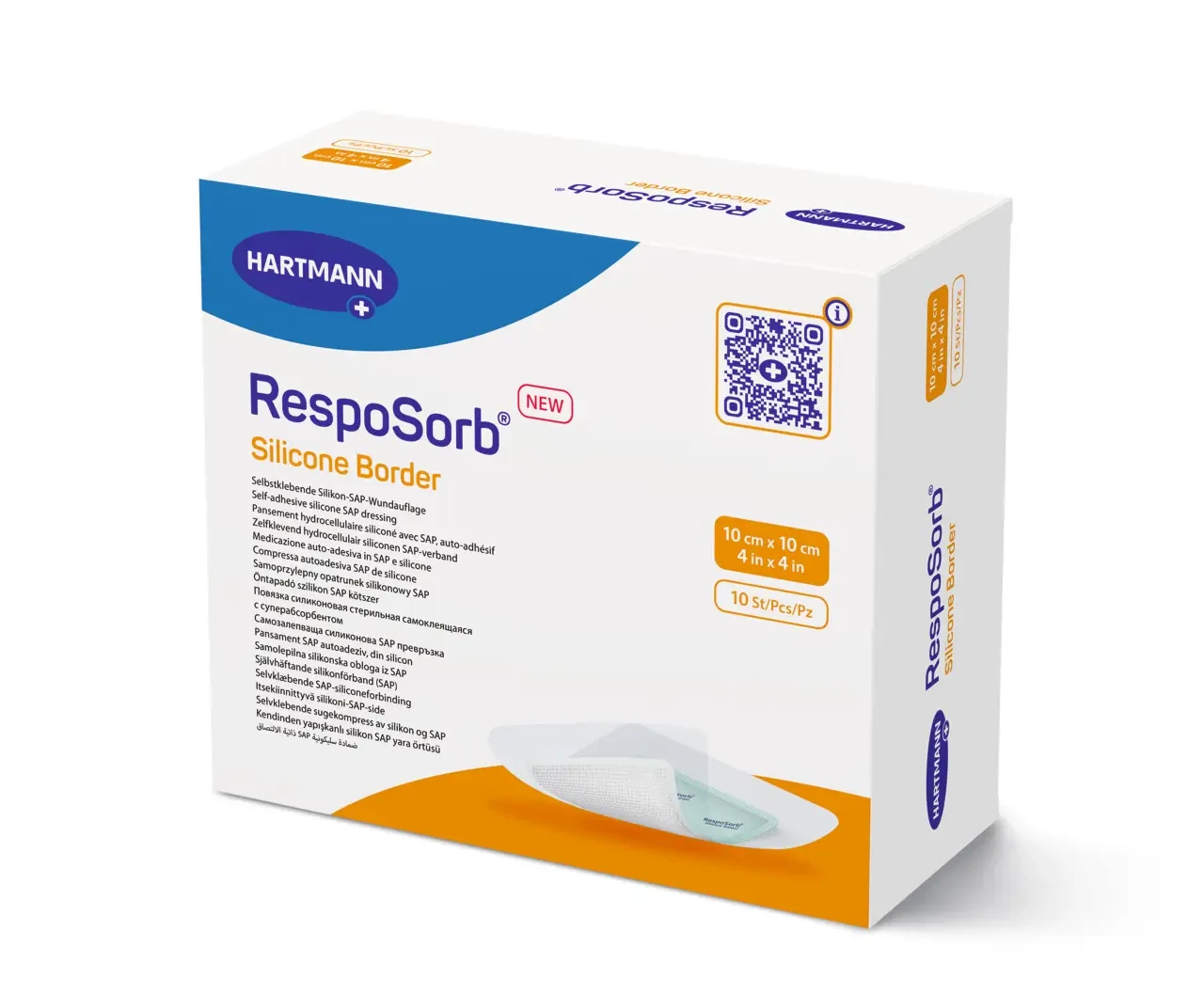 Повязка самоклеящаяся с суперабсорбирующим полимером Paul Hartmann RespoSorb Silicone Border 10х10 см 1 шт