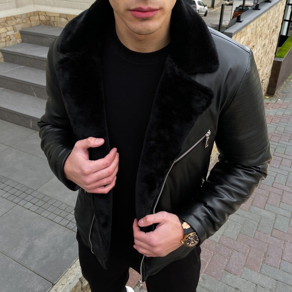 Мужская зимняя дубленка Pobedov Winter Jacket V6 140281 M Черный (00000000401)