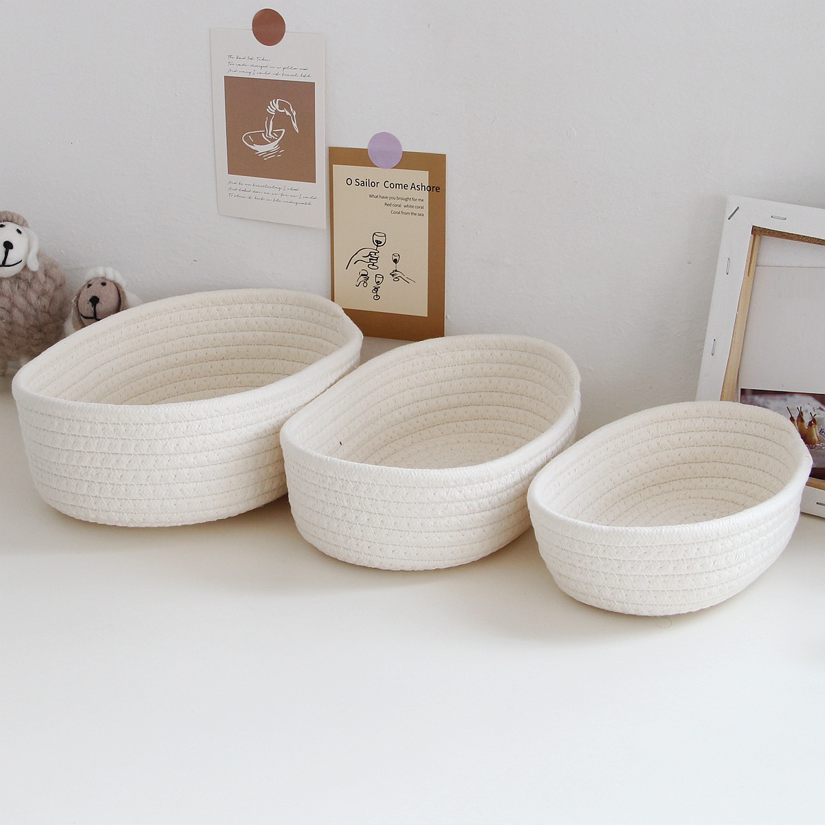 Набор из 3 плетеных корзин для хранения ANbeauty White (AN0103415)