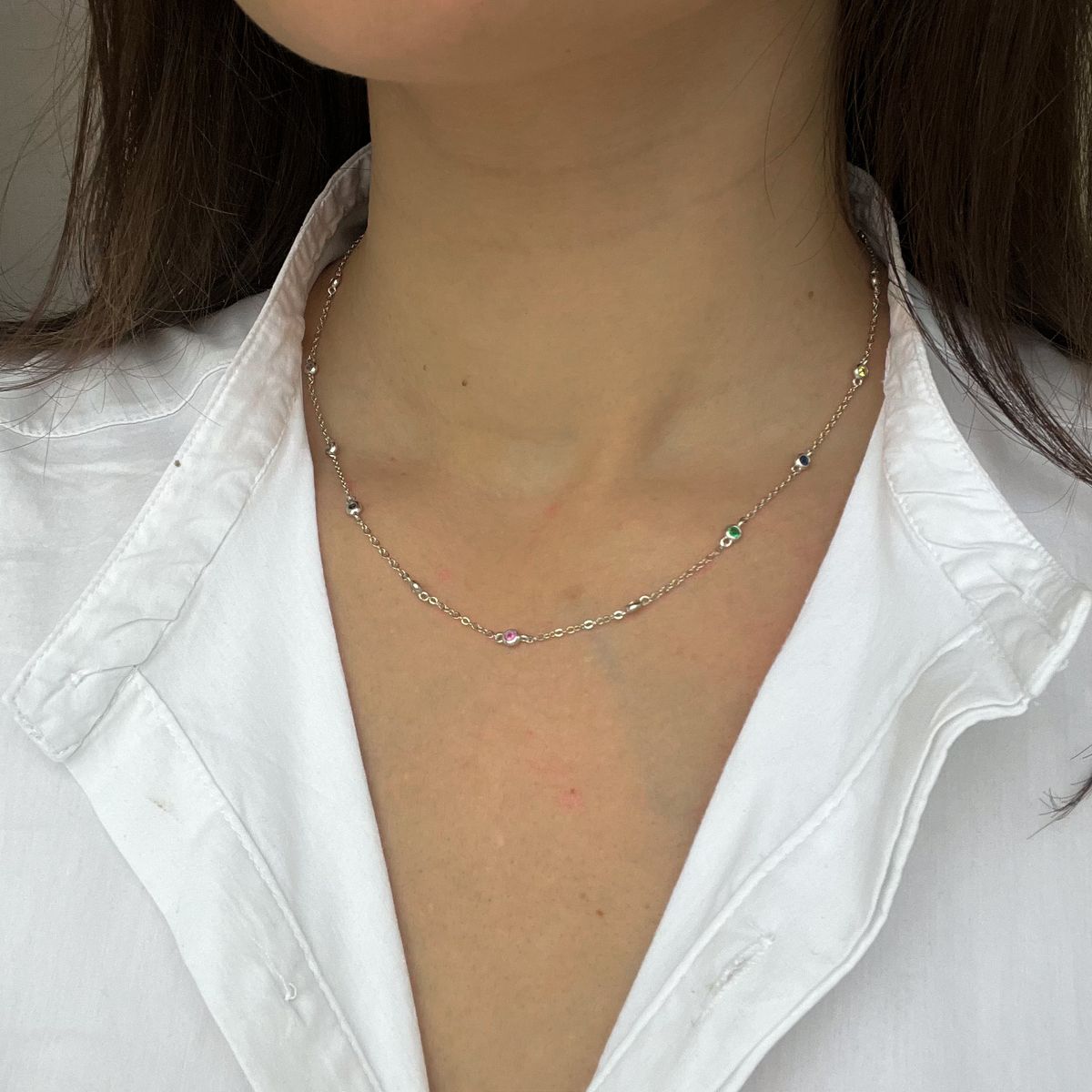 Серебряное колье SilverBreeze с фианитами (2137689) 420-480