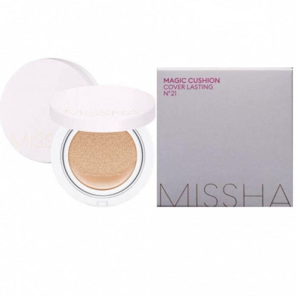Солнцезащитная тональная основа кушон Missha Magic Cushion Cover Lasting SPF50+/PA+++ 21 Light Beige 15 г (8809581449282)