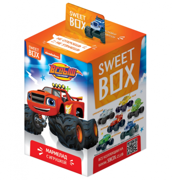 Мармелад с игрушкой в коробочке Sweet Box Вспыш и чудо-машинки