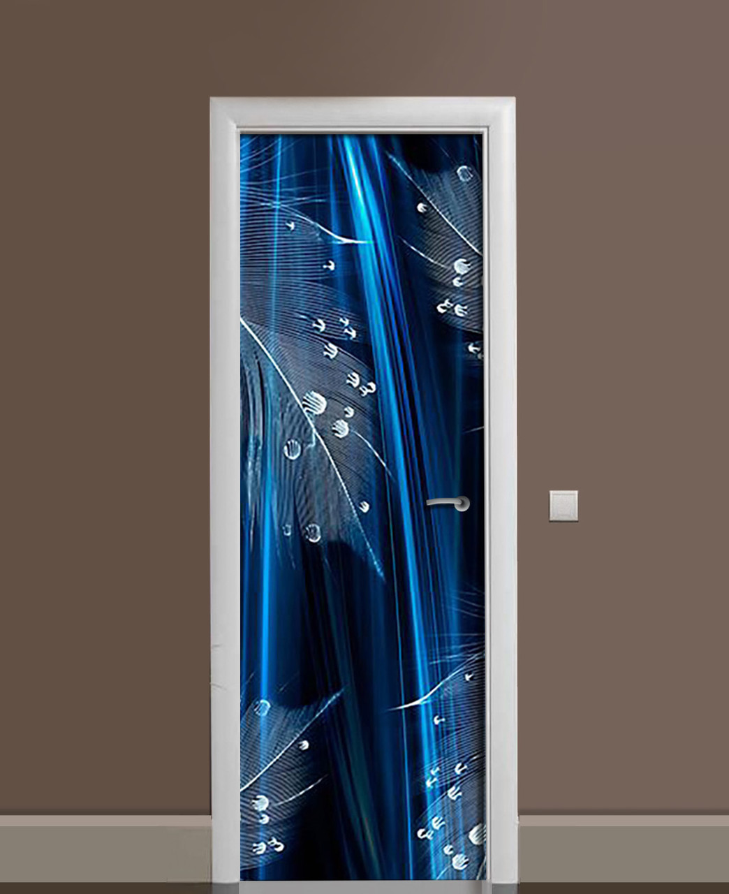 Наклейка на дверь Zatarga «Роса на павлиньих перьях» 650х2000 мм виниловая 3Д наклейка декор самоклеящаяся