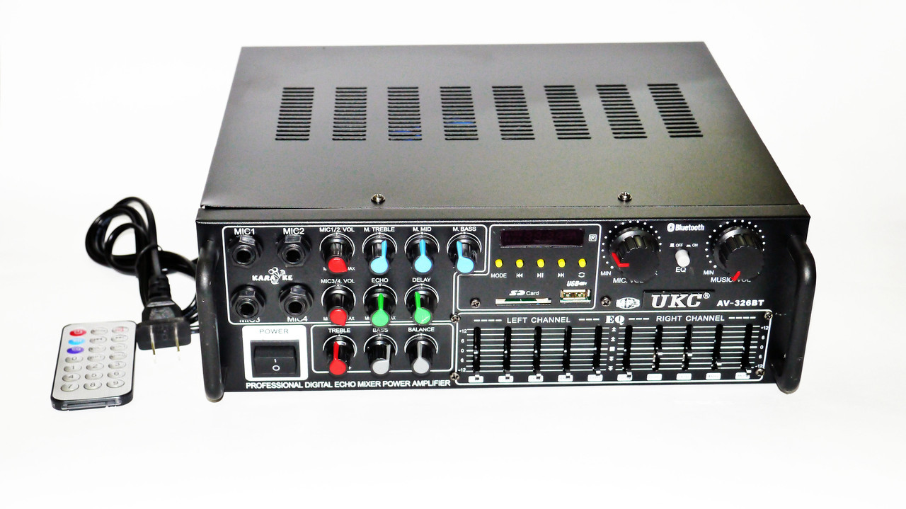 Підсилювач потужності звуку караоке UKC AV-326BT Bluetooth 240W Black (3sm_386270181)