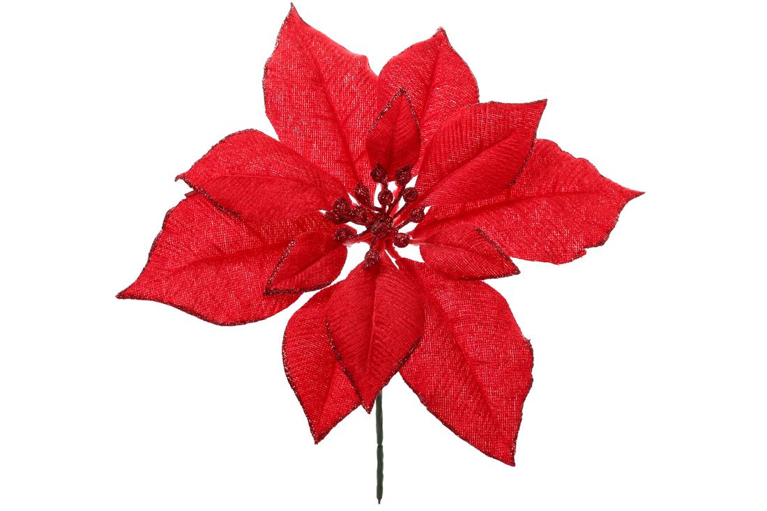 Декоративный цветок BonaDi Пуансеттия 22.5 см Красный (128-040)