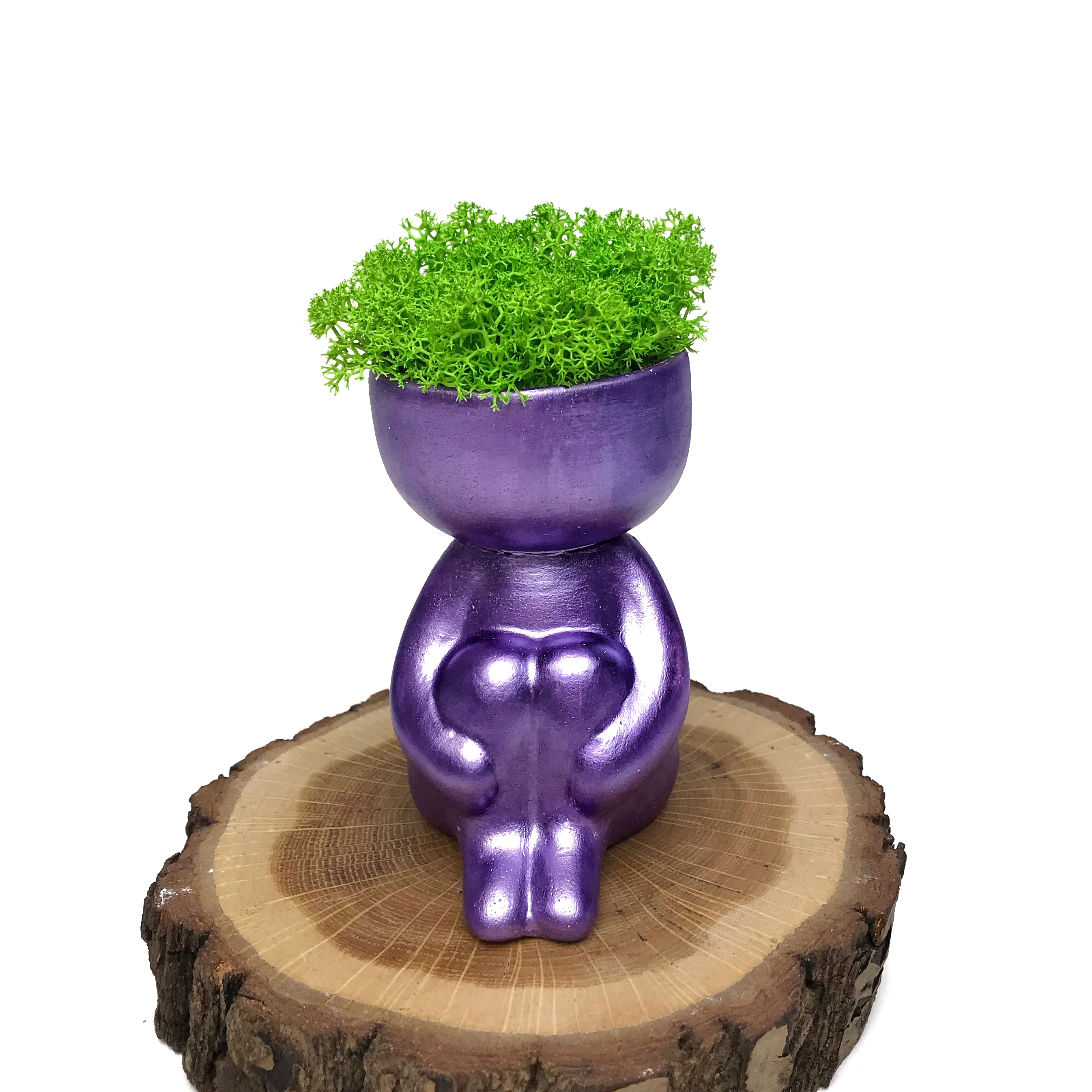Гіпсове кашпо з стабілізованим мохом KoTs 7 см Фіолетовий