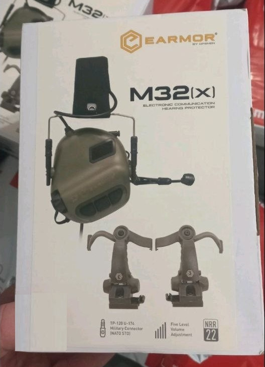 Комплект активные наушники EARMOR M32x + крепление чебурашки M16C Оливковый